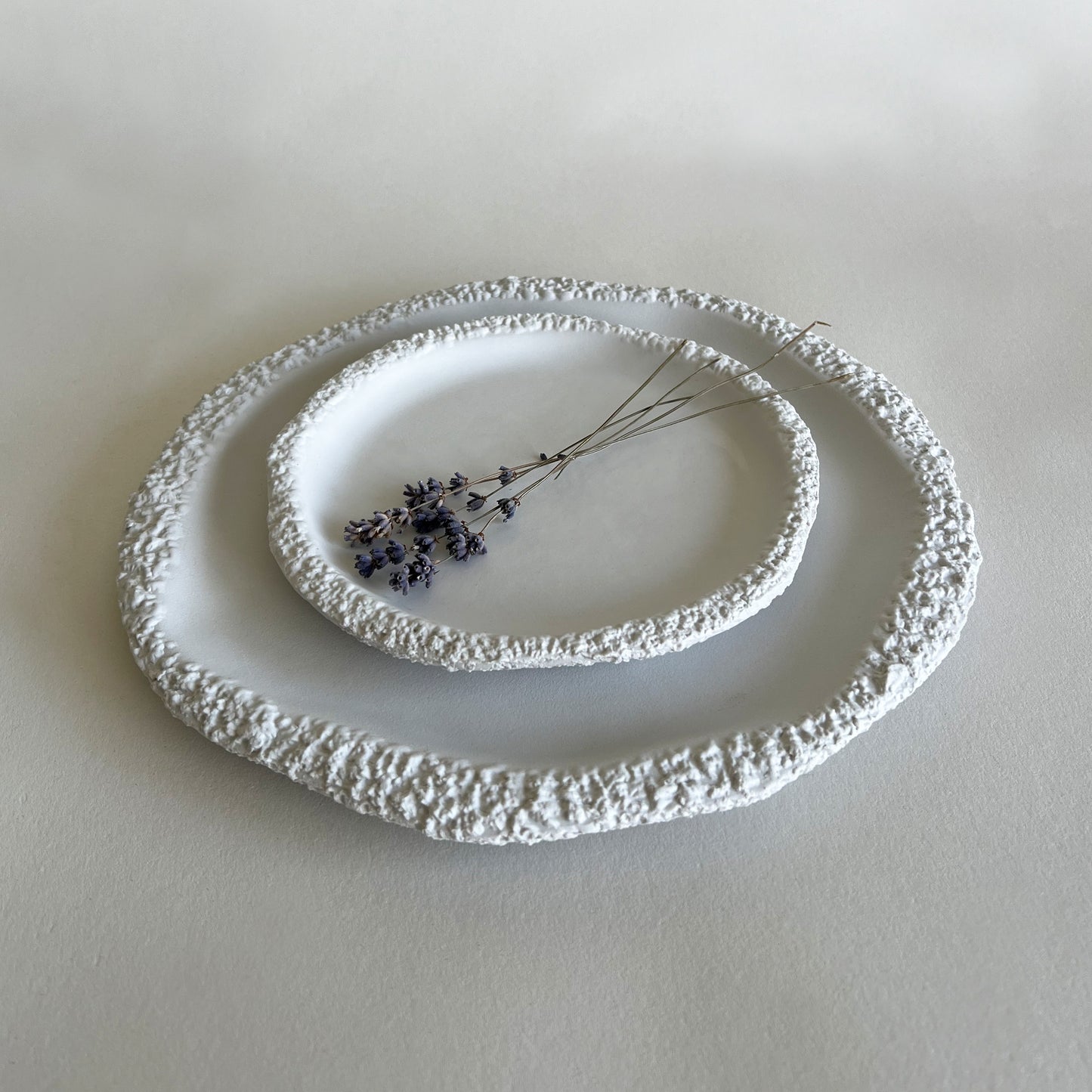 white ceramic large plate and small plate