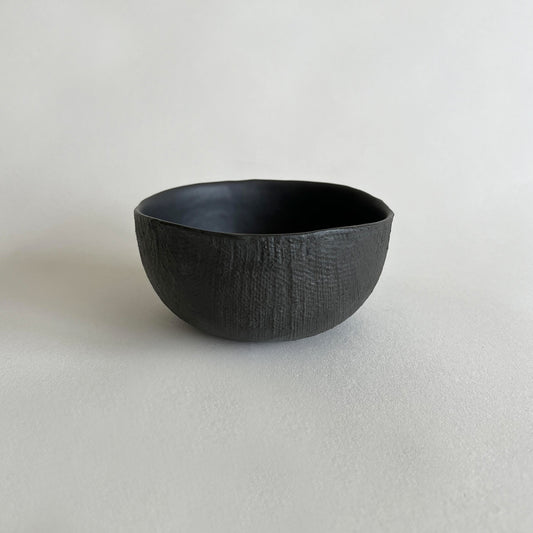 black matte textured ceramic bowl