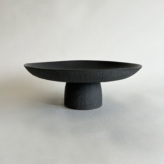 black textured ceramic serving platter