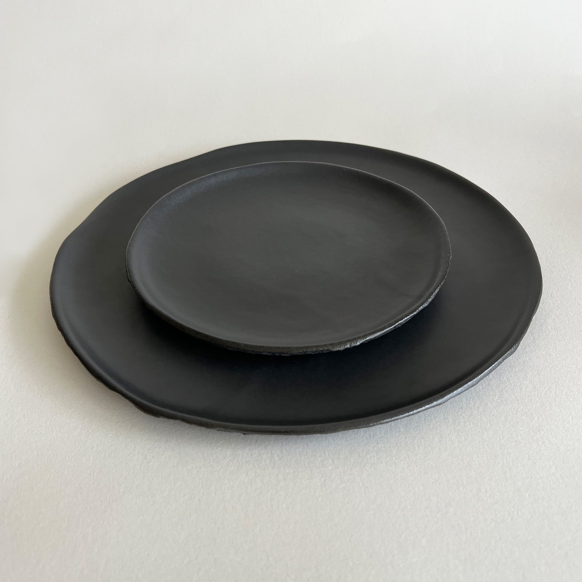 black handmade ceramic plates set of 2