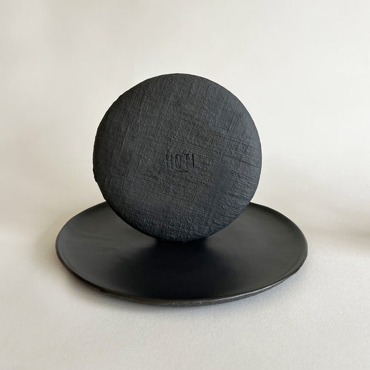 black matte textured ceramic plates