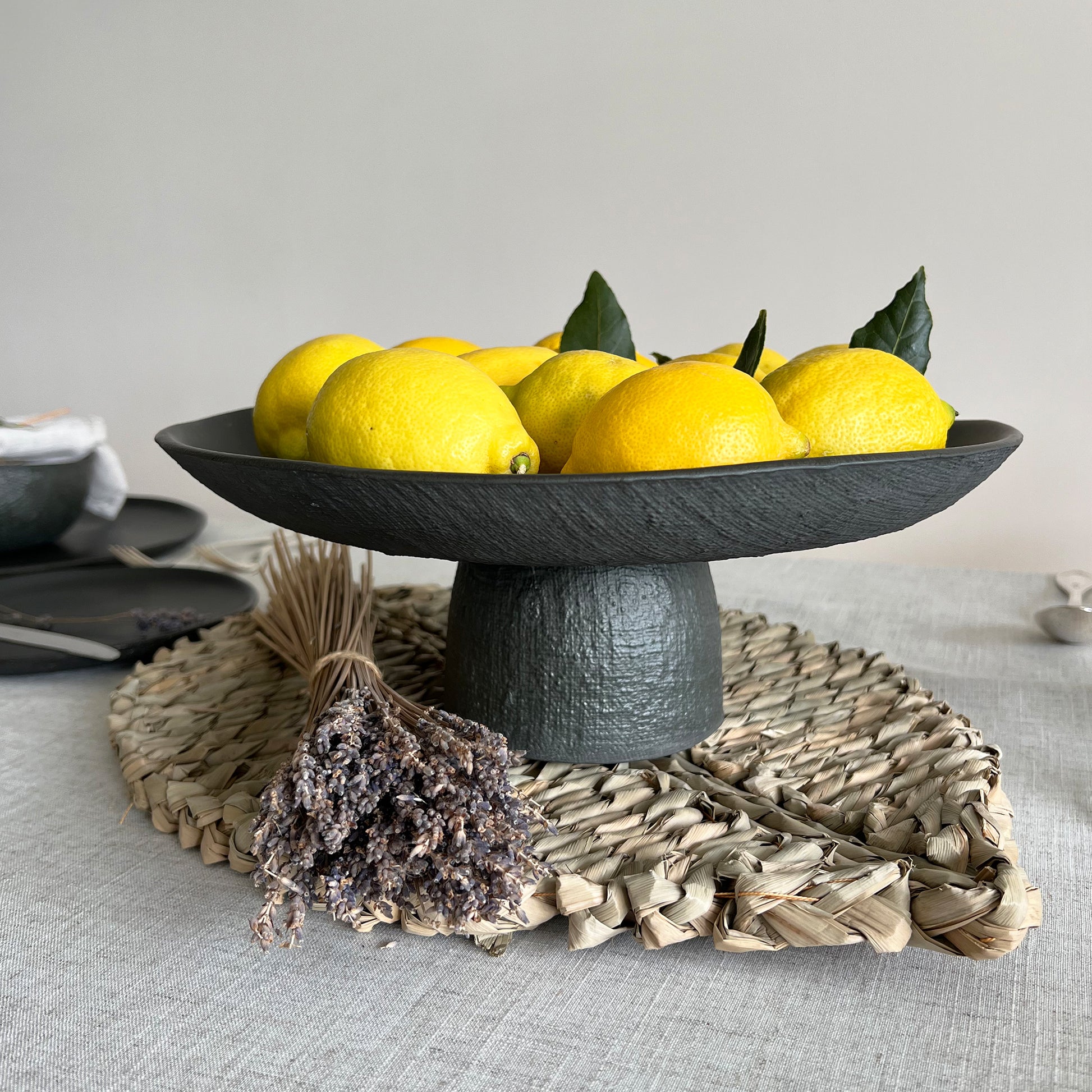 black handmade ceramic fruit bowl